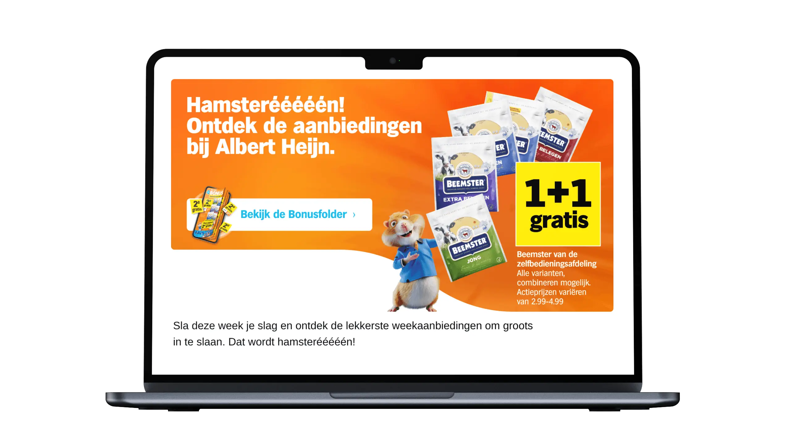 Mockup of the Albert Heijn Belgium 2024 bonus e-mail template, developed by Daan van der Vring