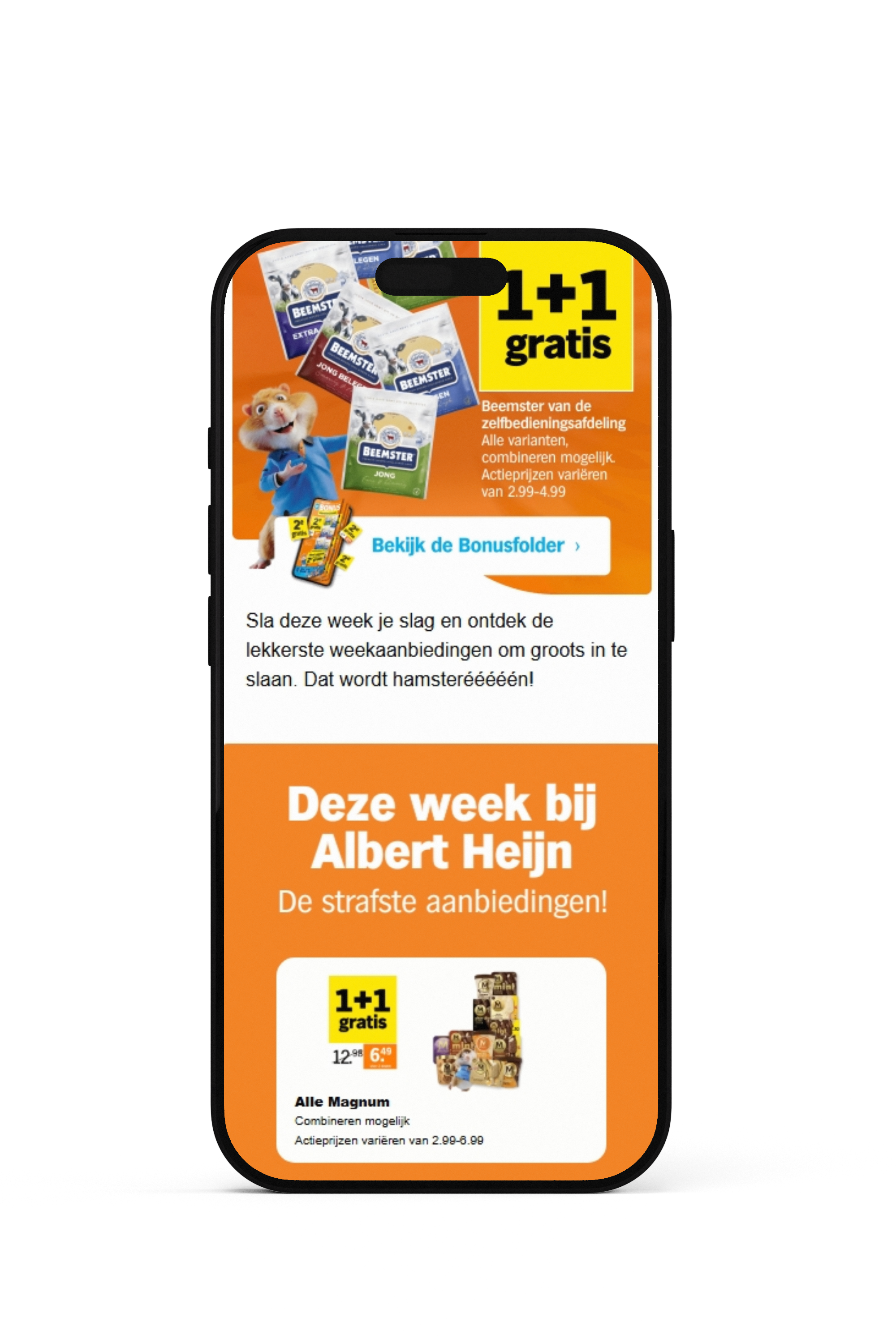 Mobiel mockup Albert heijn België bonus template