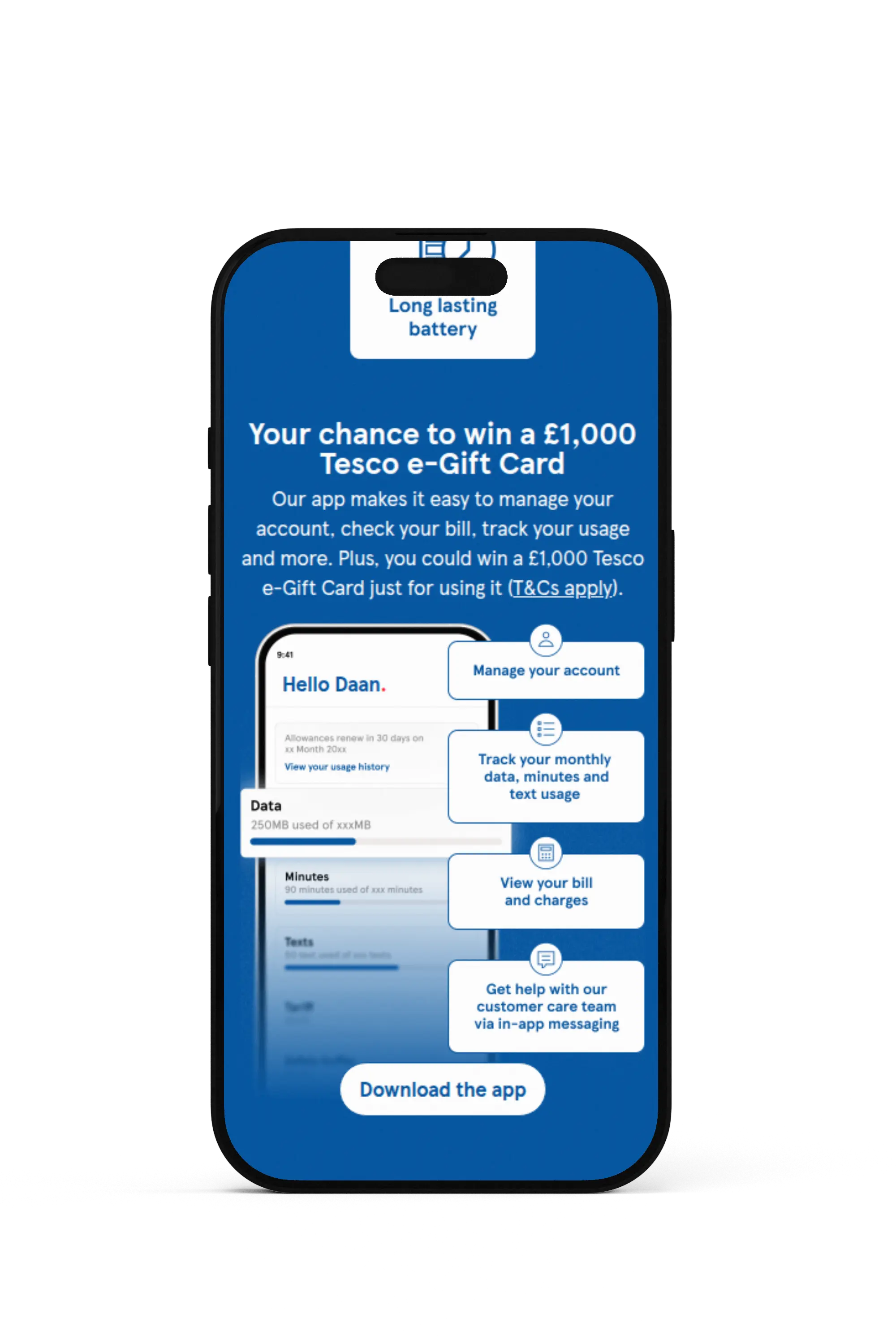 Mobiel mockup Tesco Mobile Device Guide e-mail