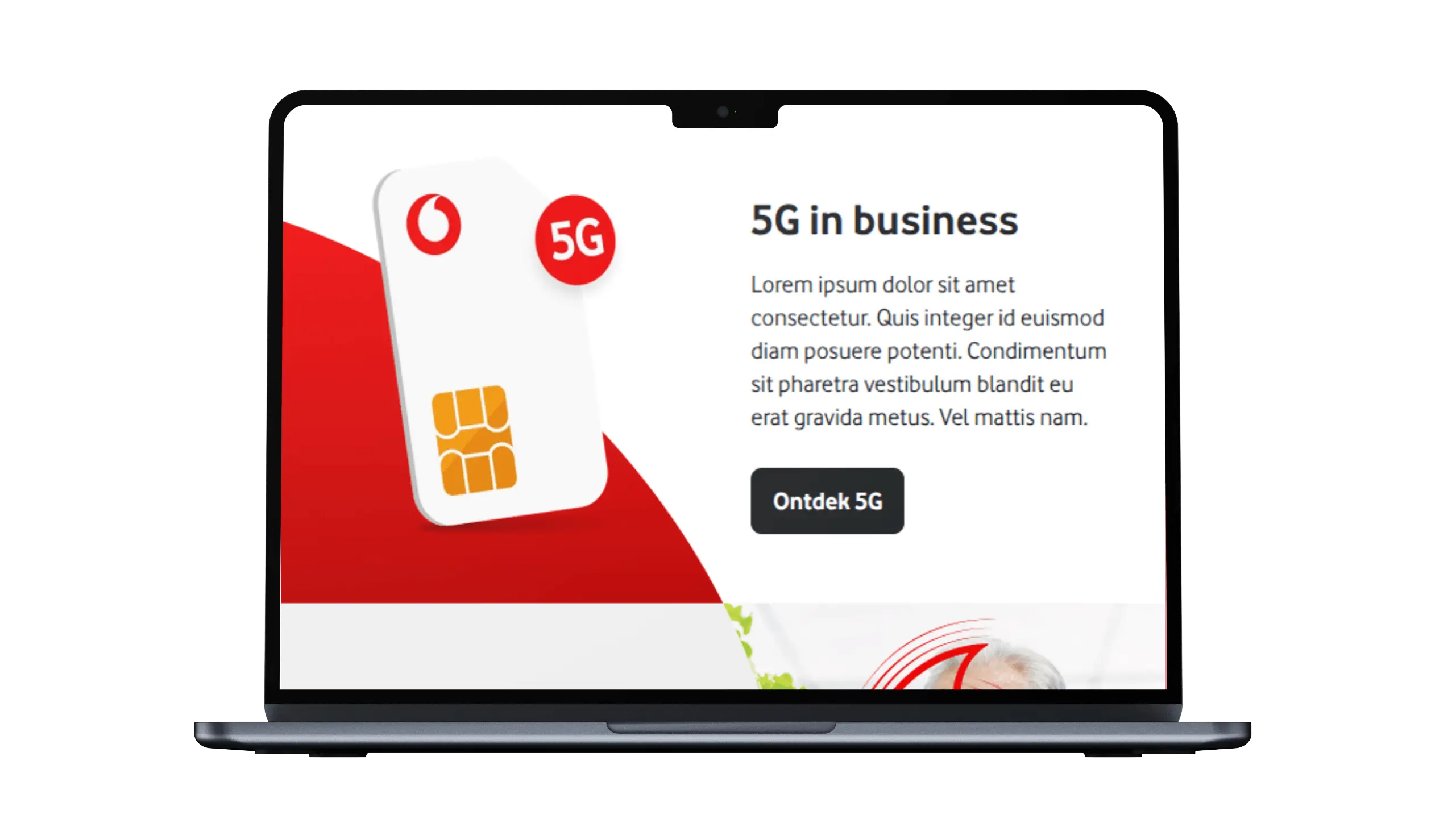 Mockup of the Vodafone B2B 2025 master template, developed by Daan van der Vring